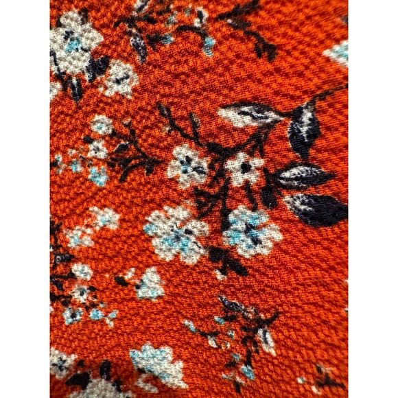 Monteau Short Sleeve Blouse Red Floral Size L V-neck Lightweight Summer - Picture 6 of 6